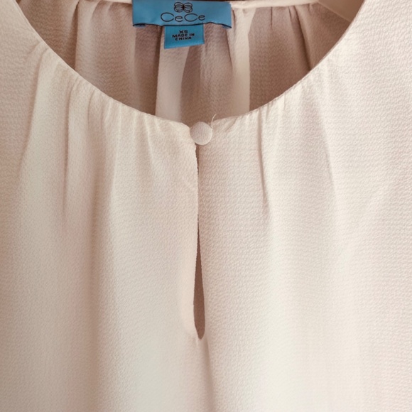 CeCe Women's Drop Shoulder Wide Neck Ruched Blouse Color: New Ivory Size XS - Picture 6 of 16